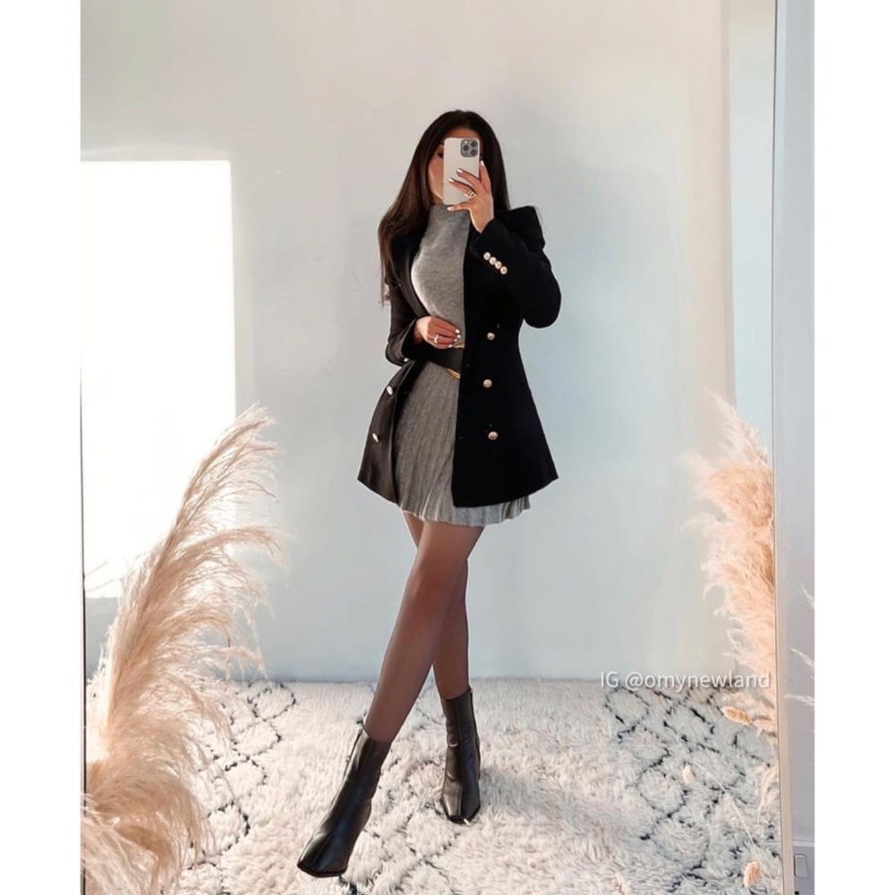 NWT Zara Shoulder Pad Double Breasted Blazer - Picture 2 of 11